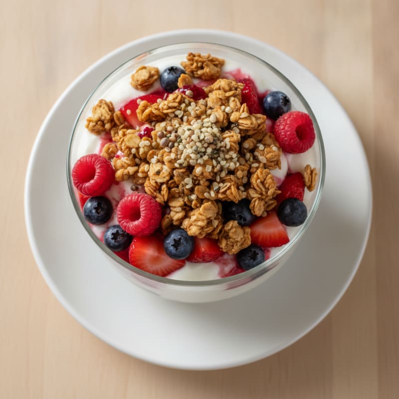 Creamy Greek Yogurt Parfait with Mixed Berries and Protein Granola