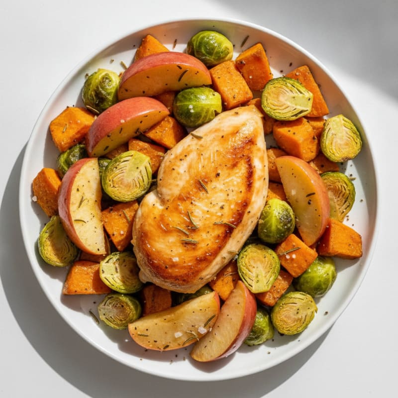 Roasted Chicken with Sweet Potatoes and Apples