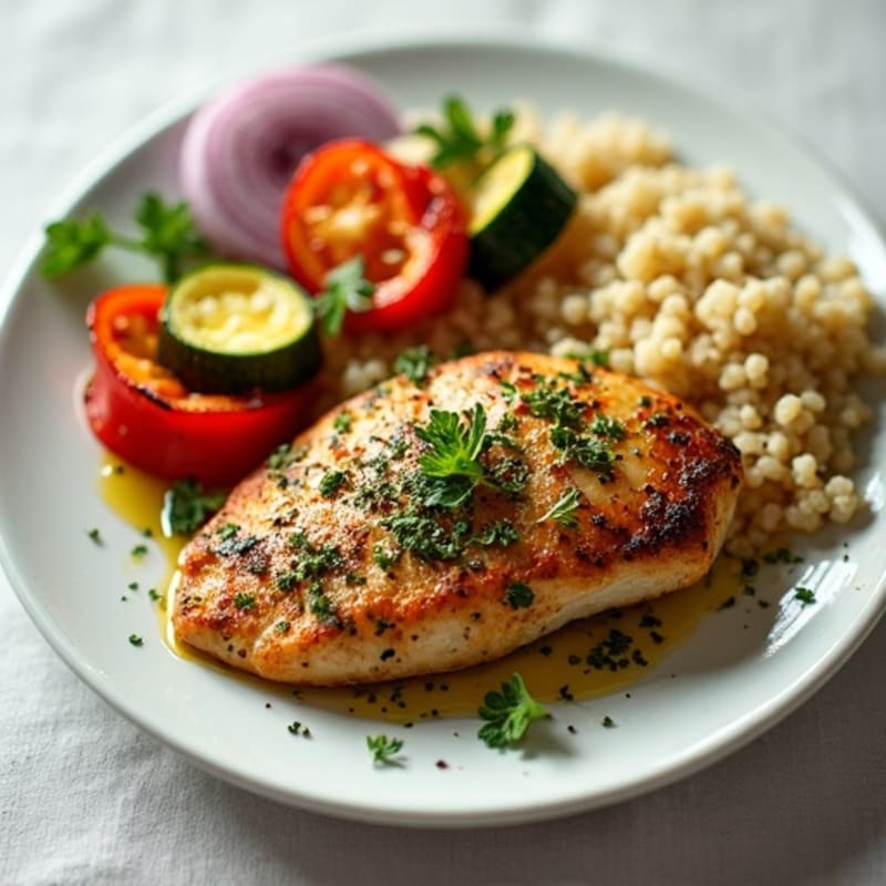 Herb-Crusted Pan Seared Chicken with Roasted Vegetables