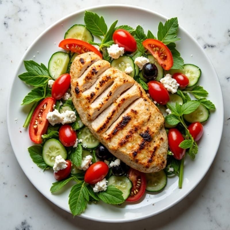 Fresh Mediterranean Chopped Salad with Herb-Marinated Feta