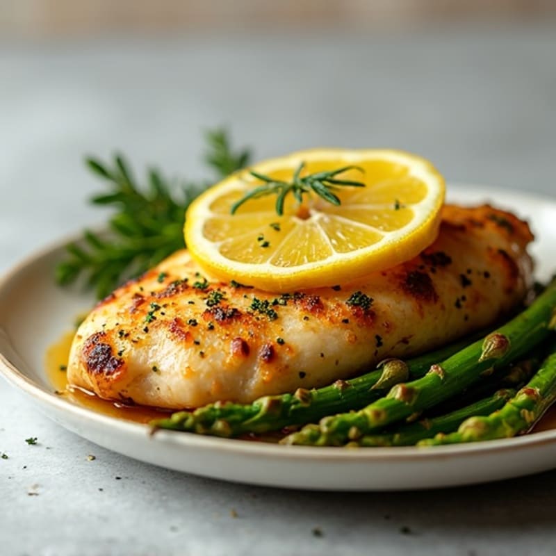 Lemon Herb Roasted Chicken with Crispy Asparagus