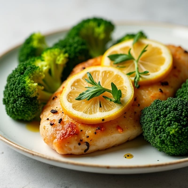 Lemon Herb Roasted Chicken with Crispy Broccoli