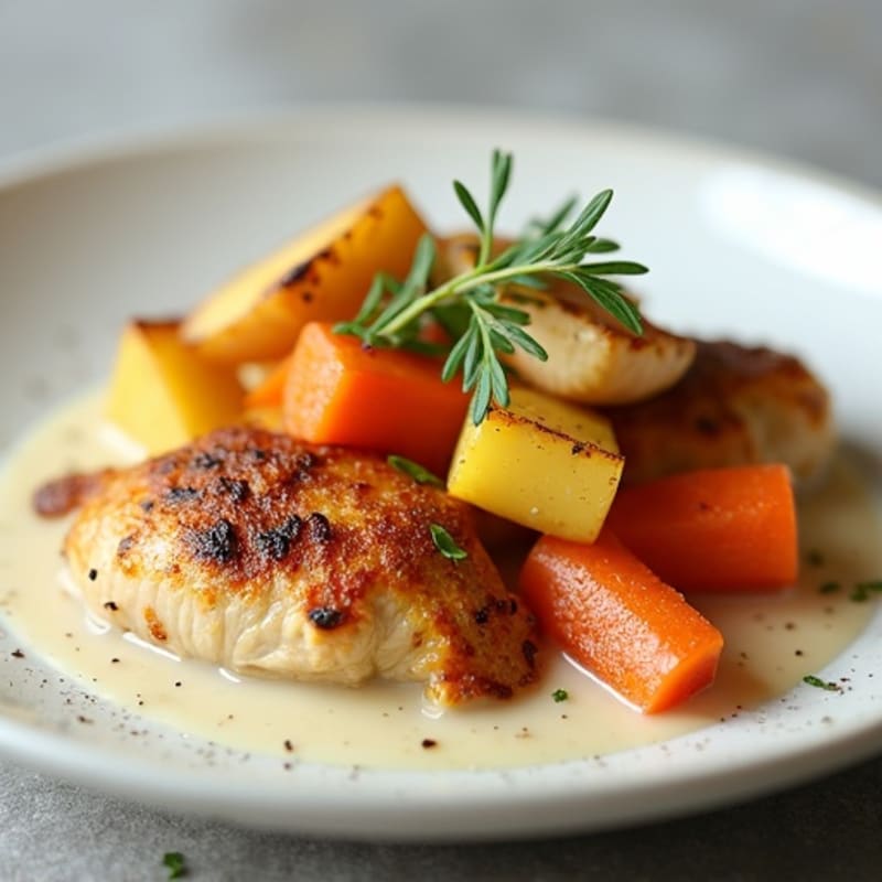 Creamy Root Vegetable and Plantain Parcels with Savory Lean Chicken