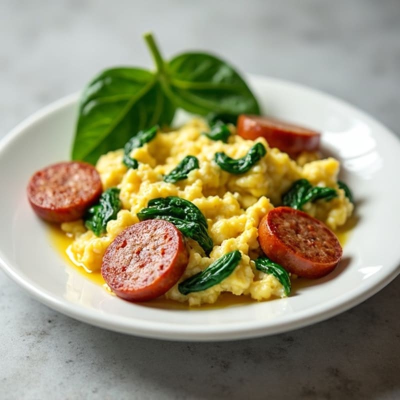 Egg White Scramble with Spinach and Turkey Sausage
