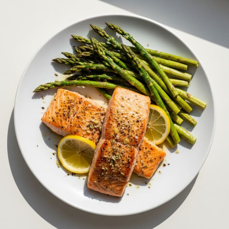 Zesty Lemon Herb-Roasted Salmon with Asparagus