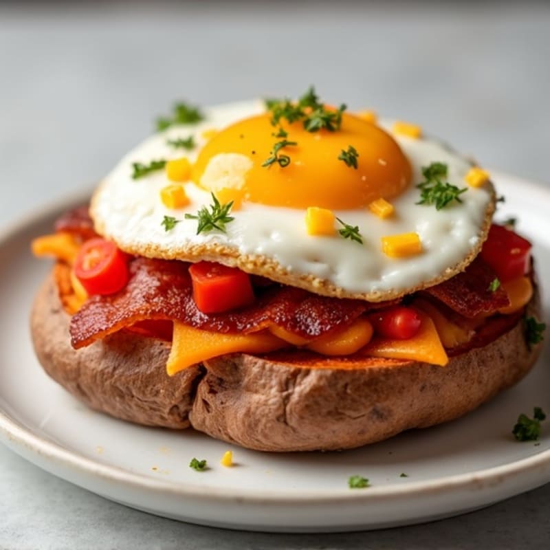 Crispy Loaded Sweet Potato with Turkey Bacon