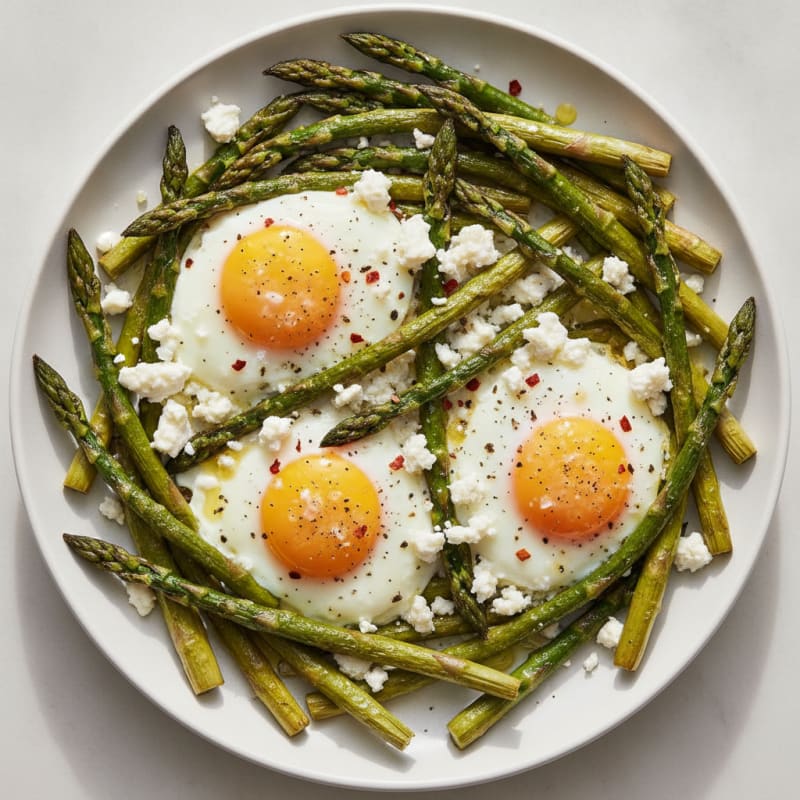 Baked Eggs with Roasted Asparagus