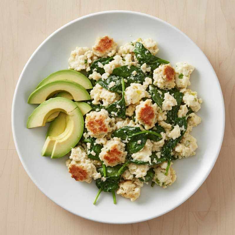 Egg White Scramble with Turkey Sausage and Spinach