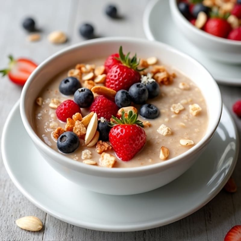 Creamy Protein Oatmeal with Fresh Berries and Toasted Nuts