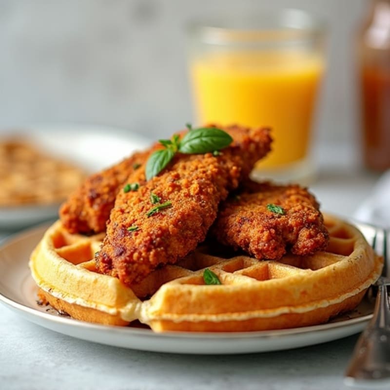 Crispy Baked Chicken with Fluffy Protein Waffles