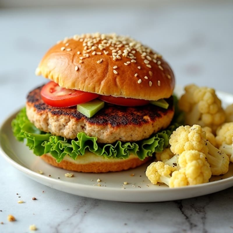 Seared Turkey Burger with Roasted Cauliflower
