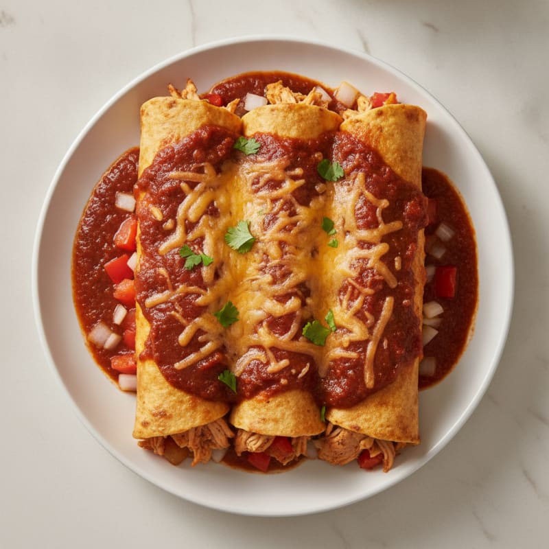 Chicken Enchiladas with Red Chili Sauce