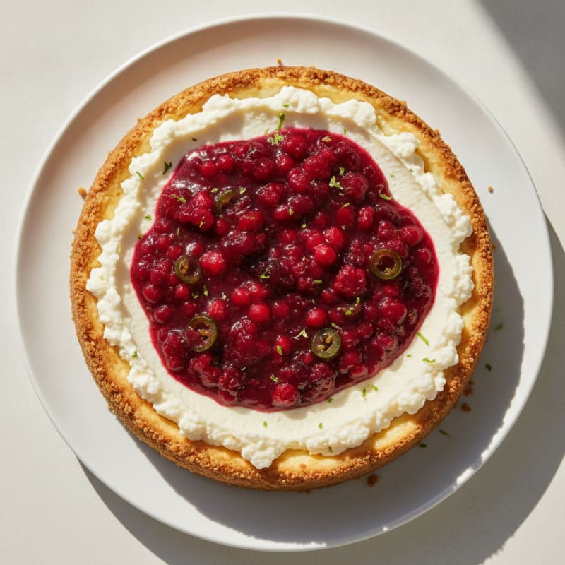 Creamy Protein Cheesecake with Jalapeño Berry Compote