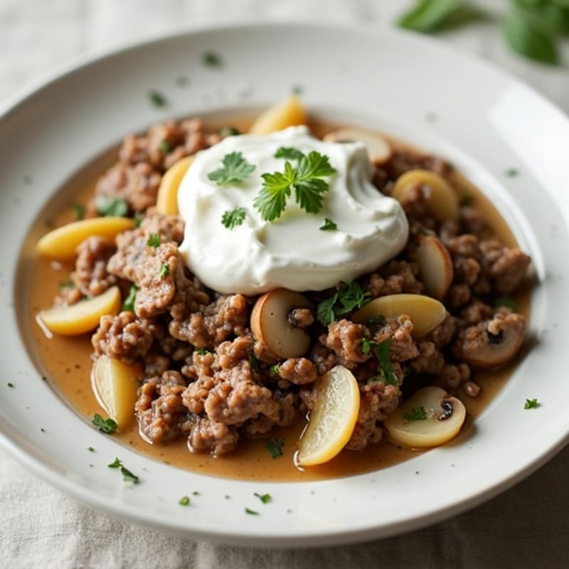 Lean Beef with Creamy Mushroom and Onion Sauce