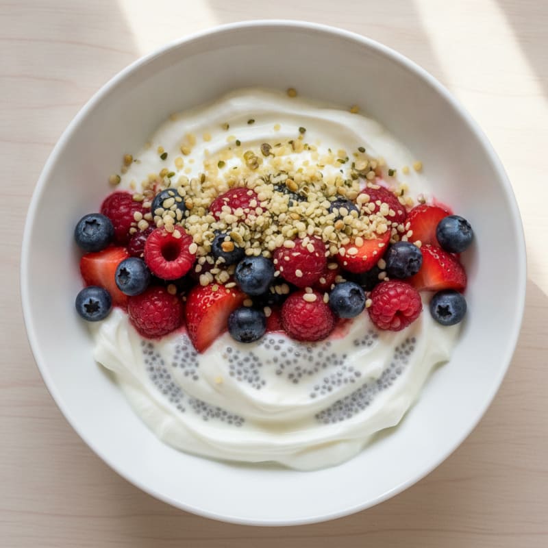 Creamy Greek Yogurt Parfait with Chia Seeds and Mixed Berries