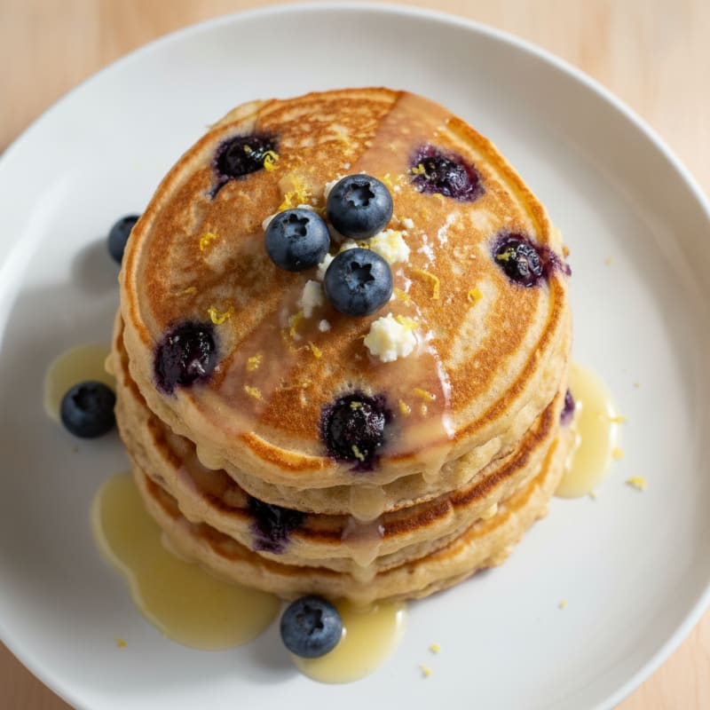 Blueberry Ricotta Pancakes with Lemon Zest