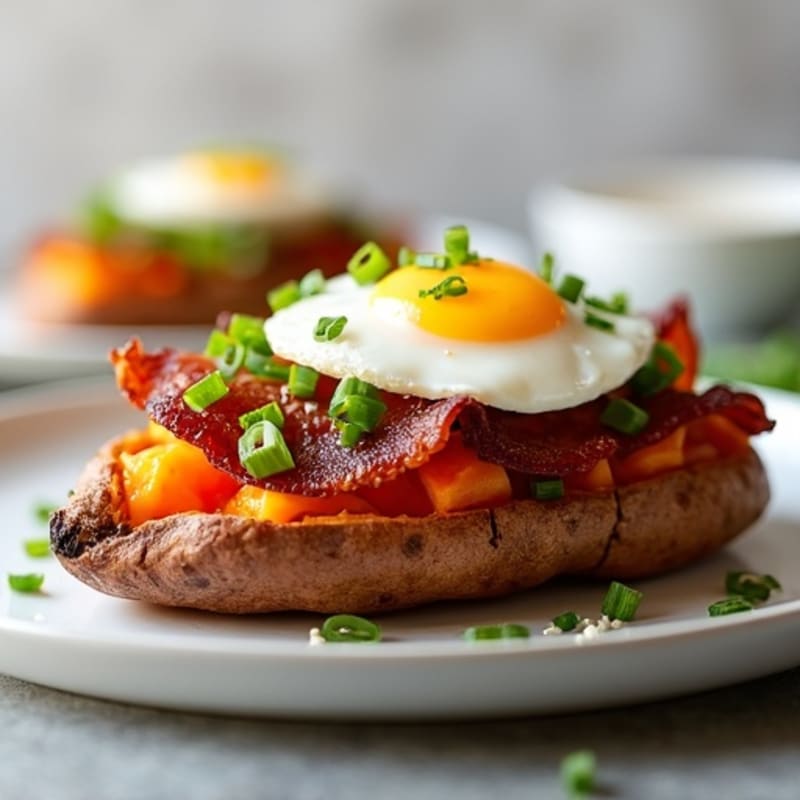 Crispy-Skin Loaded Sweet Potato with Greek Yogurt