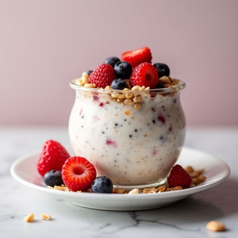Creamy Overnight Oats with Berries and Crunchy Nuts