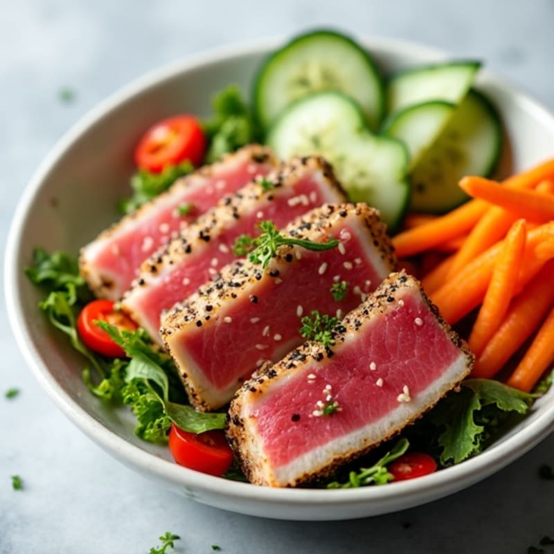 Fresh Tuna with Sesame Soy Dressing and Crisp Vegetables
