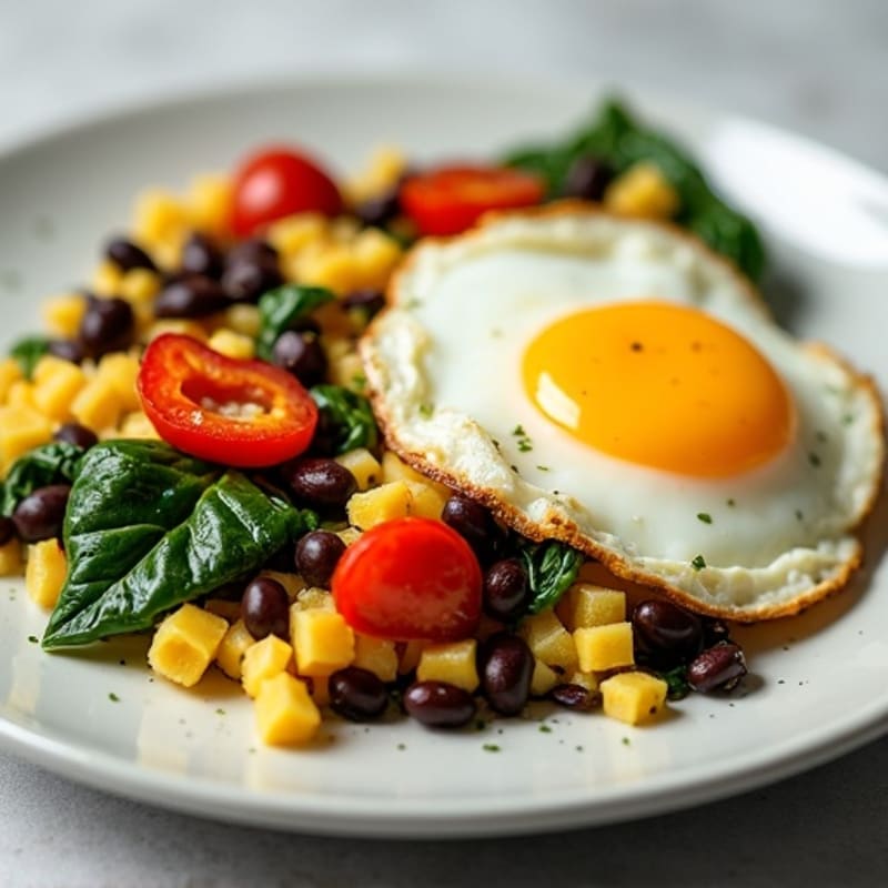 Egg White Veggie Scramble with Black Beans