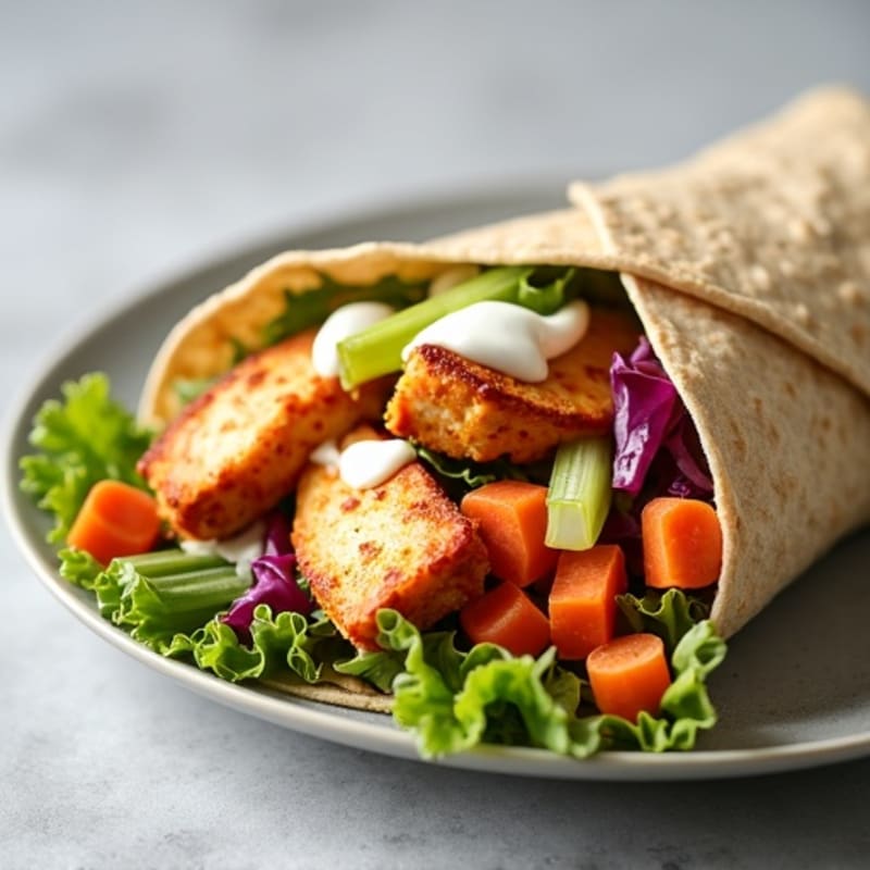 Spicy Buffalo Chicken Wrap with Crunchy Veggies