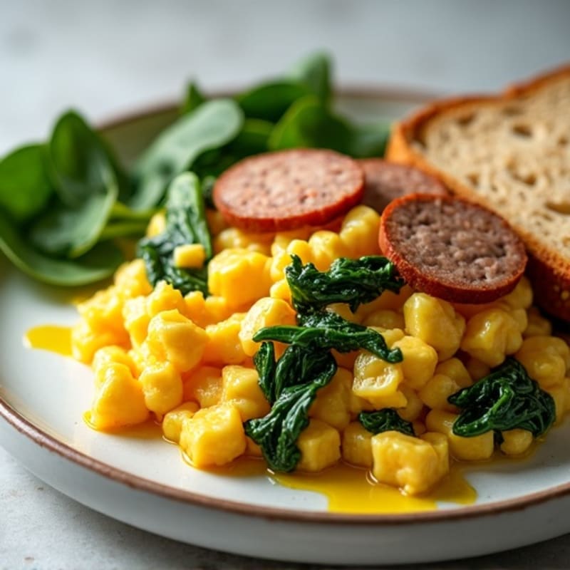 Egg White Scramble with Spinach and Turkey Sausage