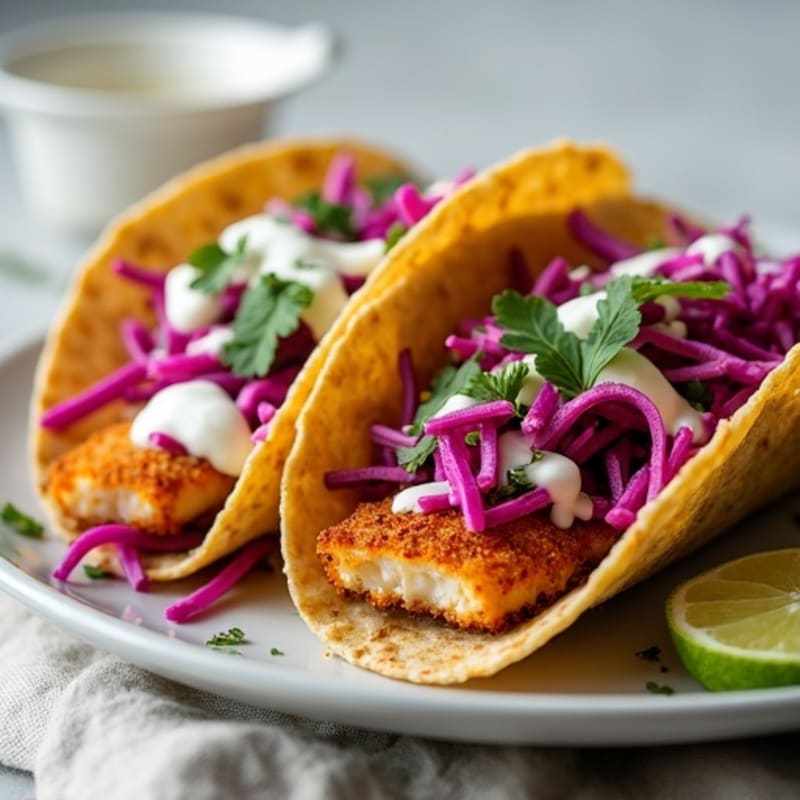 Crispy Baked Fish Tacos with Fresh Cabbage Slaw
