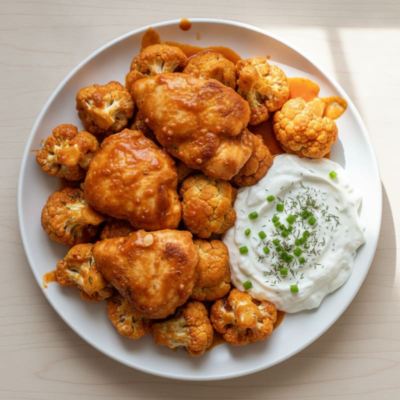 Buffalo Cauliflower Bites with Ranch Dip