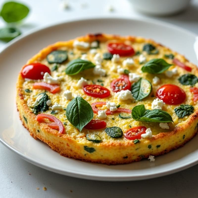 Fluffy Mediterranean Herb Frittata with Roasted Vegetables