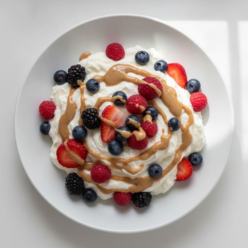 Silky Greek Yogurt Protein Mousse with Mixed Berries
