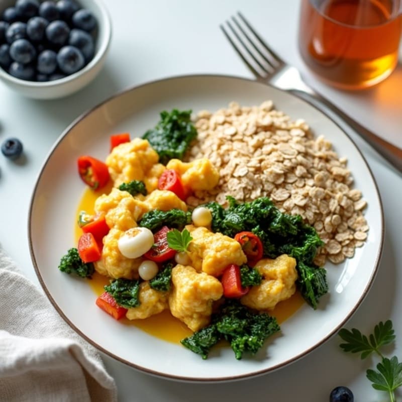 Egg White Veggie Scramble with Cottage Cheese