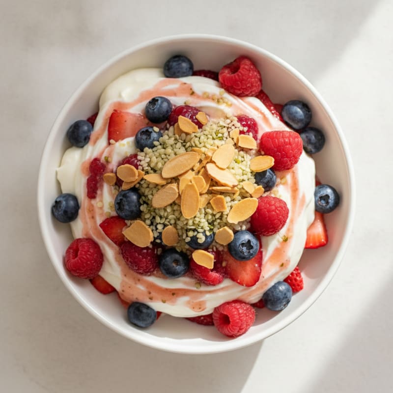 Vanilla Greek Yogurt Protein Parfait with Mixed Berries