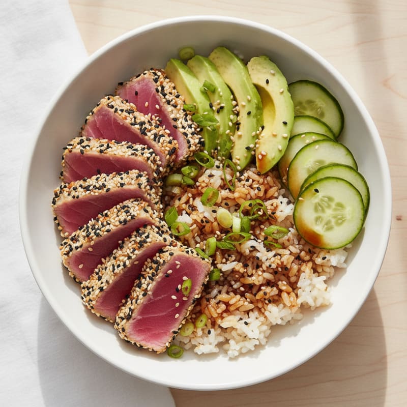 Sesame-Crusted Seared Tuna Sushi Bowl