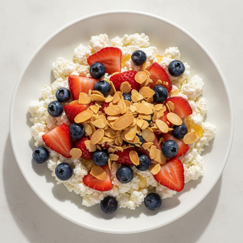 Cottage Cheese Berry Bowl with Toasted Almonds