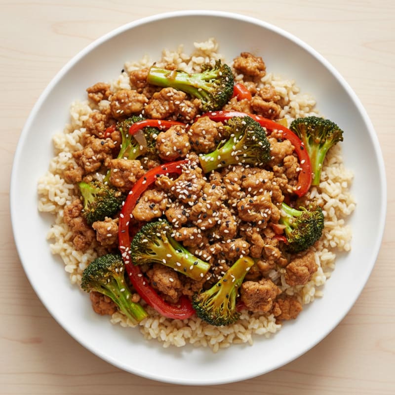 Lean Turkey Stir-Fry with Broccoli and Brown Rice