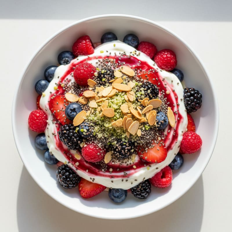 Creamy Greek Yogurt Parfait with Mixed Berries and Chia Seeds