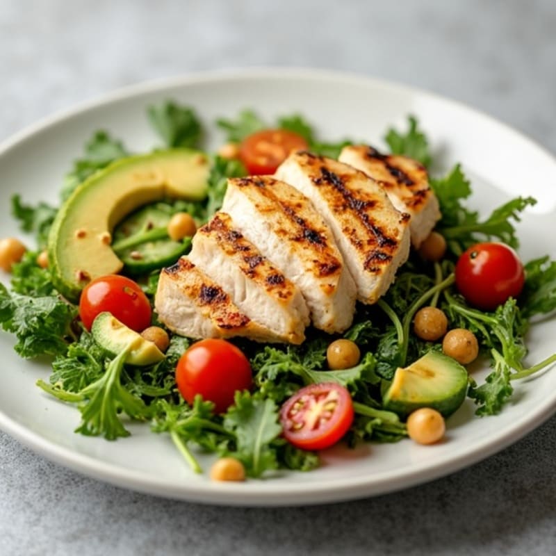 Grilled Chicken and Crispy Greens Salad with Lemon Vinaigrette
