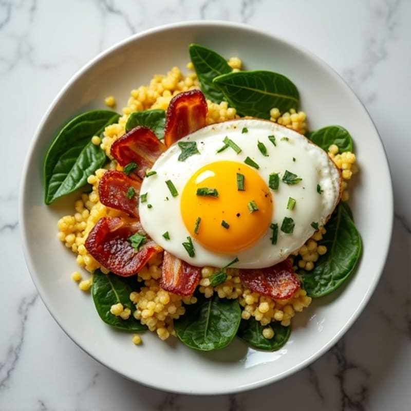 Egg White Scramble with Spinach and Turkey Bacon