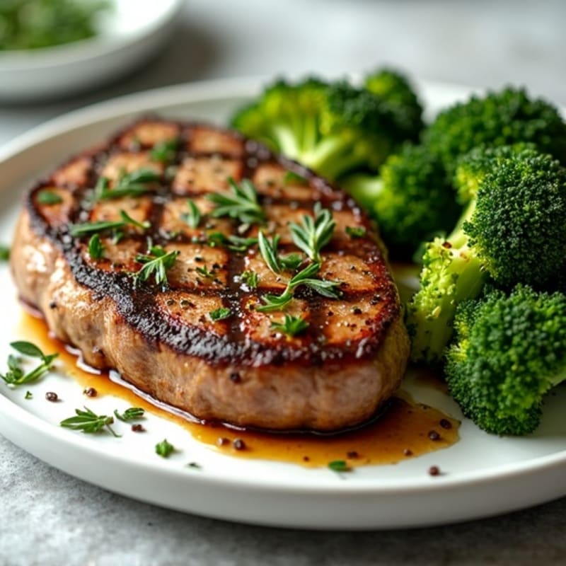 Herb-Crusted Steak with Roasted Broccoli