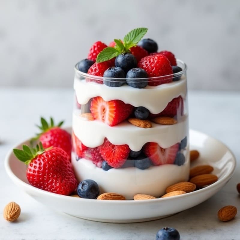 Creamy Greek Yogurt Parfait with Berries and Almonds