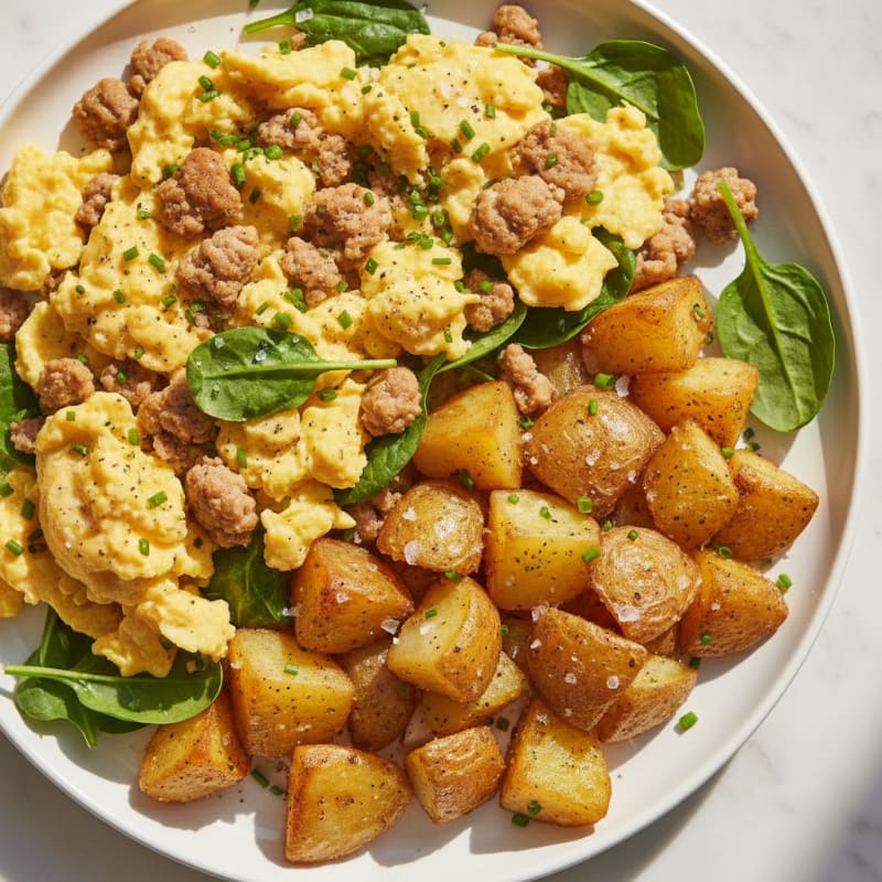 Hearty Scrambled Eggs with Roasted Potatoes