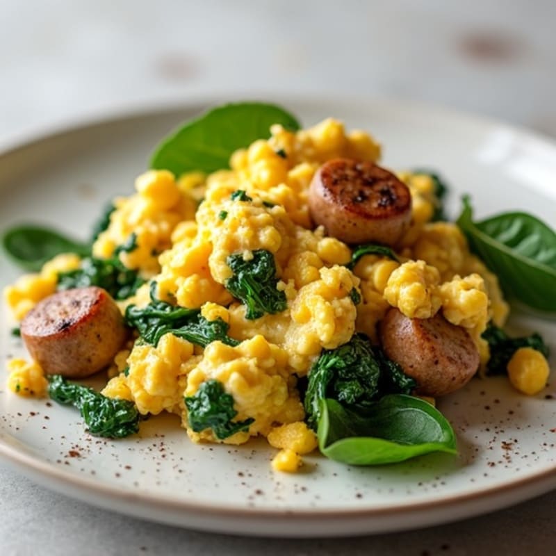 Egg White and Turkey Sausage Scramble with Spinach