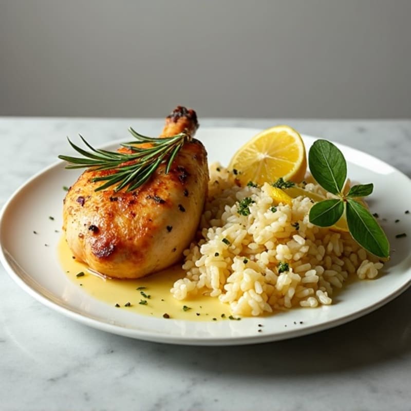 Herb-Roasted Chicken with Lemon Garlic Rice