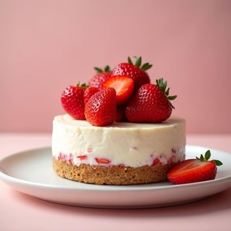 Protein Cheesecake with Greek Yogurt and Fresh Strawberries