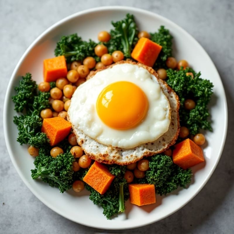 Crispy Sweet Potato and Kale Hash with Fried Egg