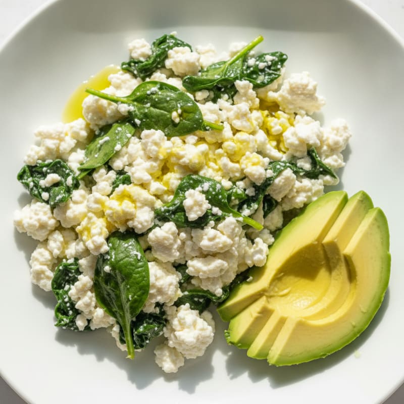 Egg White Scramble with Spinach and Cottage Cheese