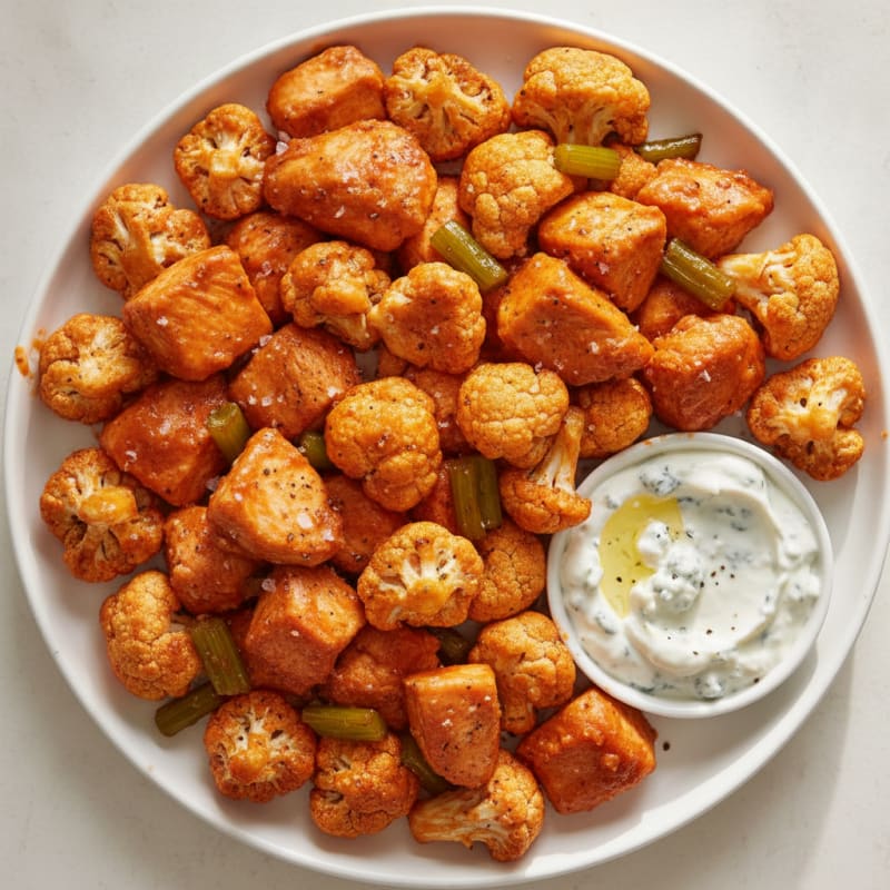 Buffalo Chicken and Cauliflower Bites