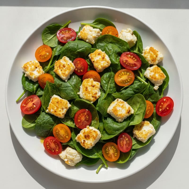 Egg White and Spinach Salad with Cherry Tomatoes