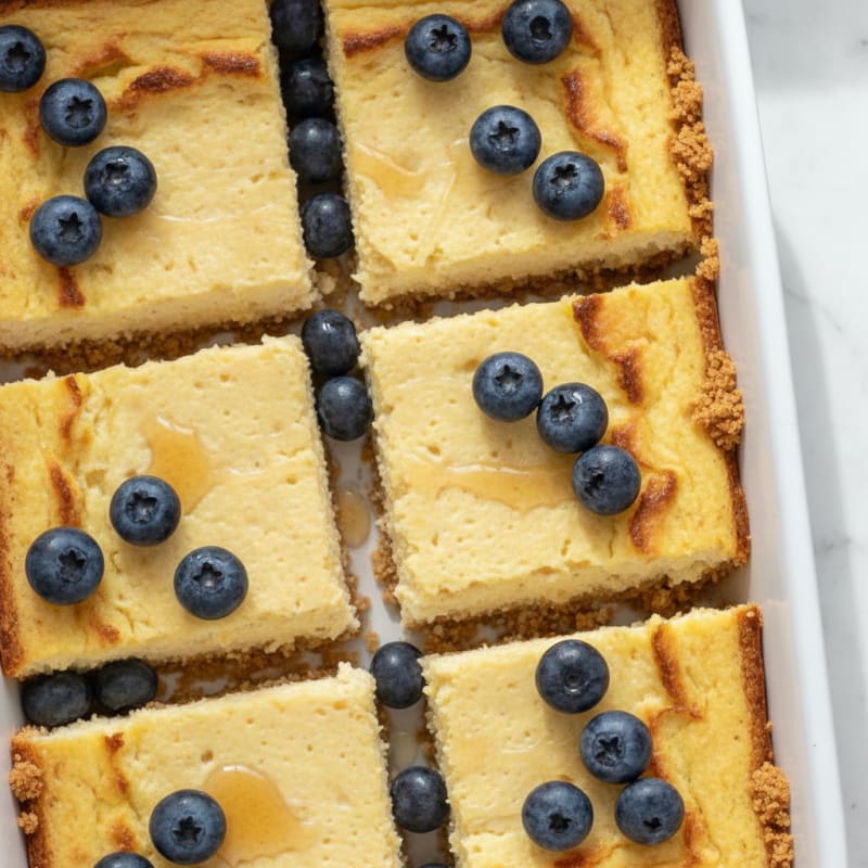 Baked Lemon Tofu Cheesecake Bars with Berries