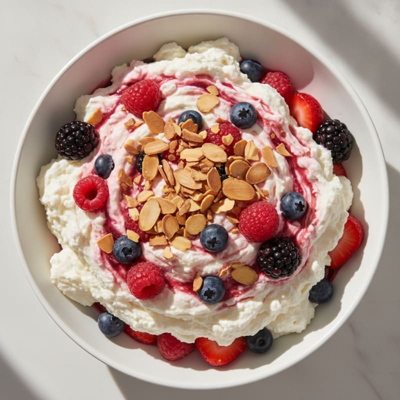 Greek Yogurt Protein Mousse with Mixed Berries